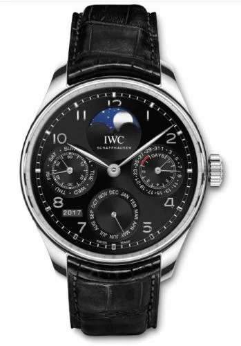 IWC Portugieser Perpetual Calendar Single Moon Platinum / Black IW5033-11 (IW503311)